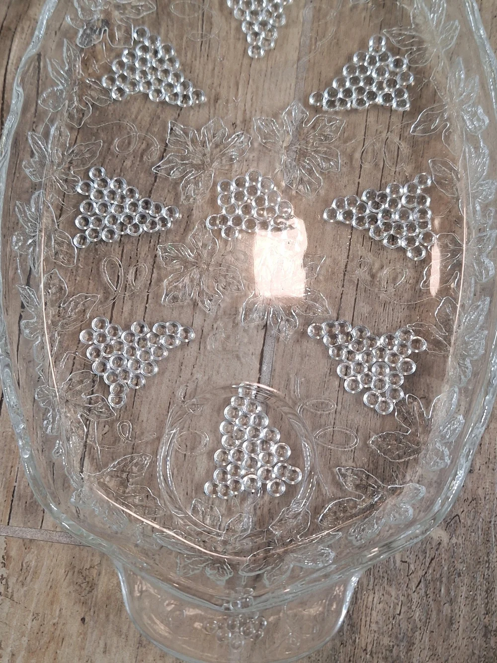 Vintage Grape Pattern Pressed Glass Serving Trays Set of 3
